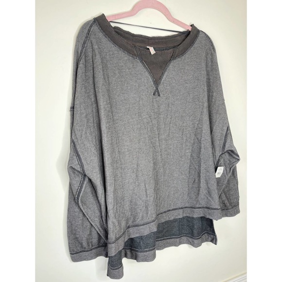 NWT Free People Movement Rugby Match Oversized Tee in Washed Black - Picture 3 of 4